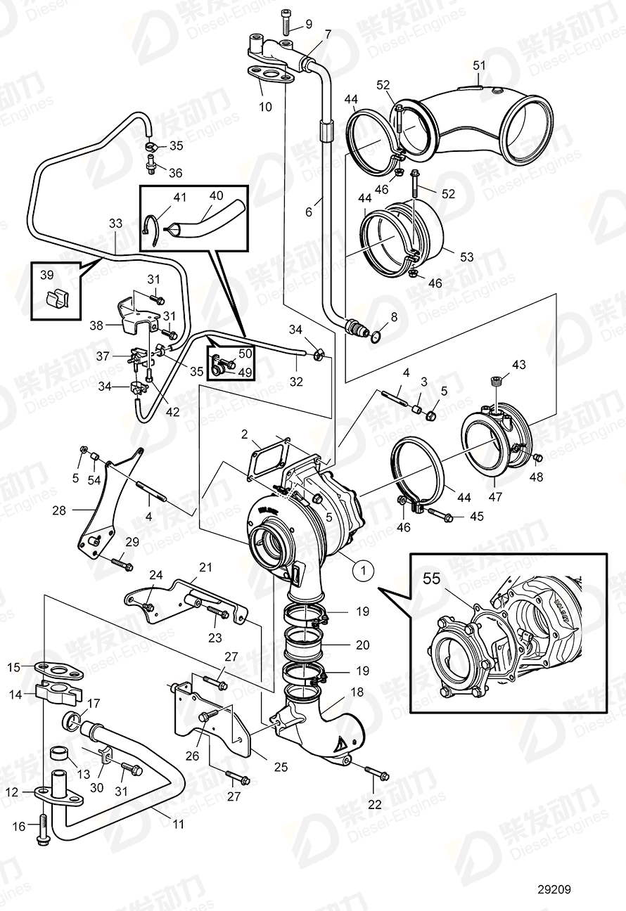 volvo penta Exhaust pipe 22424573 Drawing volvo penta Exhaust pipe 22424573 Drawing